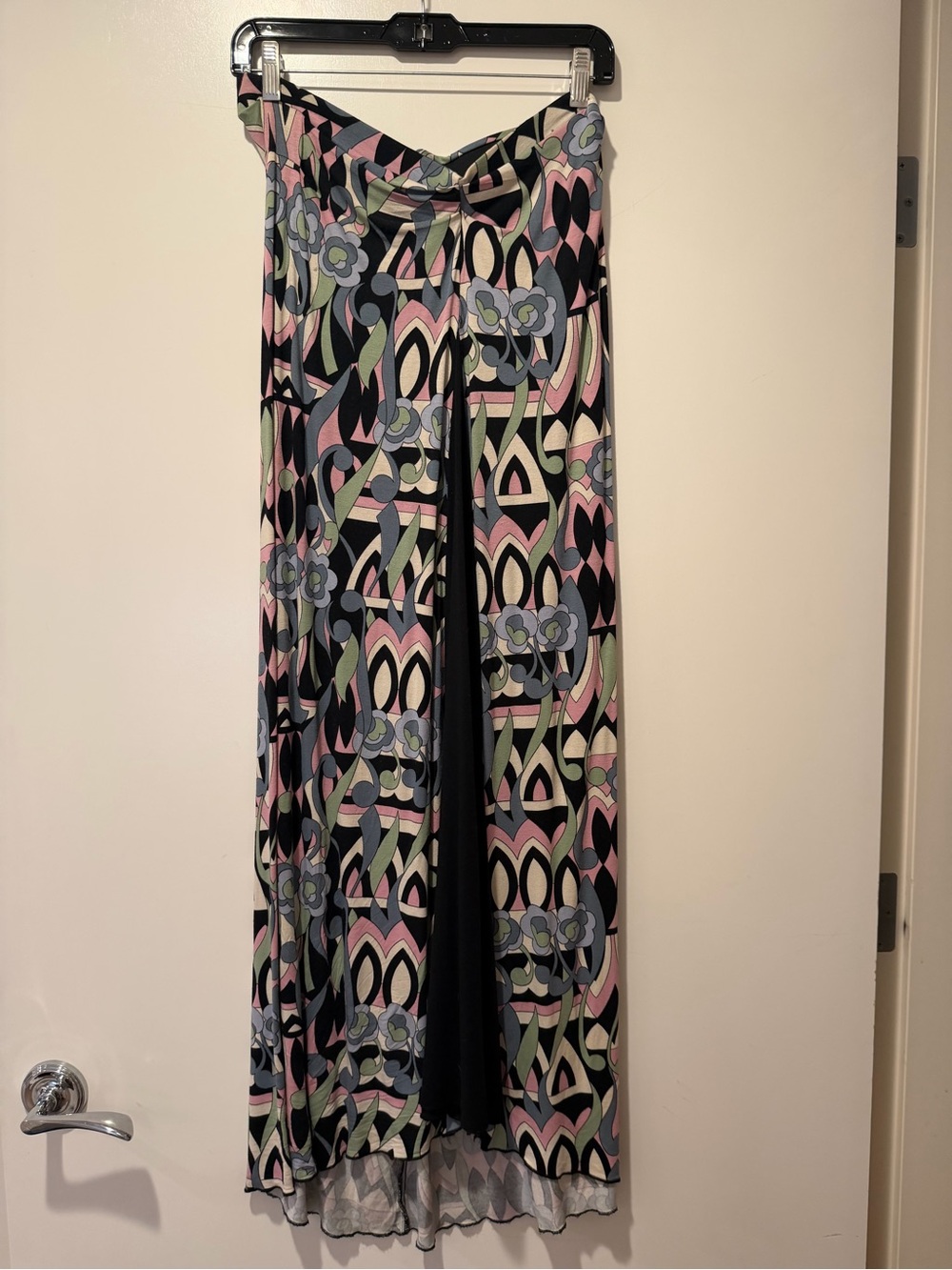 Pucci Patterned Maxi Skirt with Floral Geometric Print - Black, Pink, Blue,